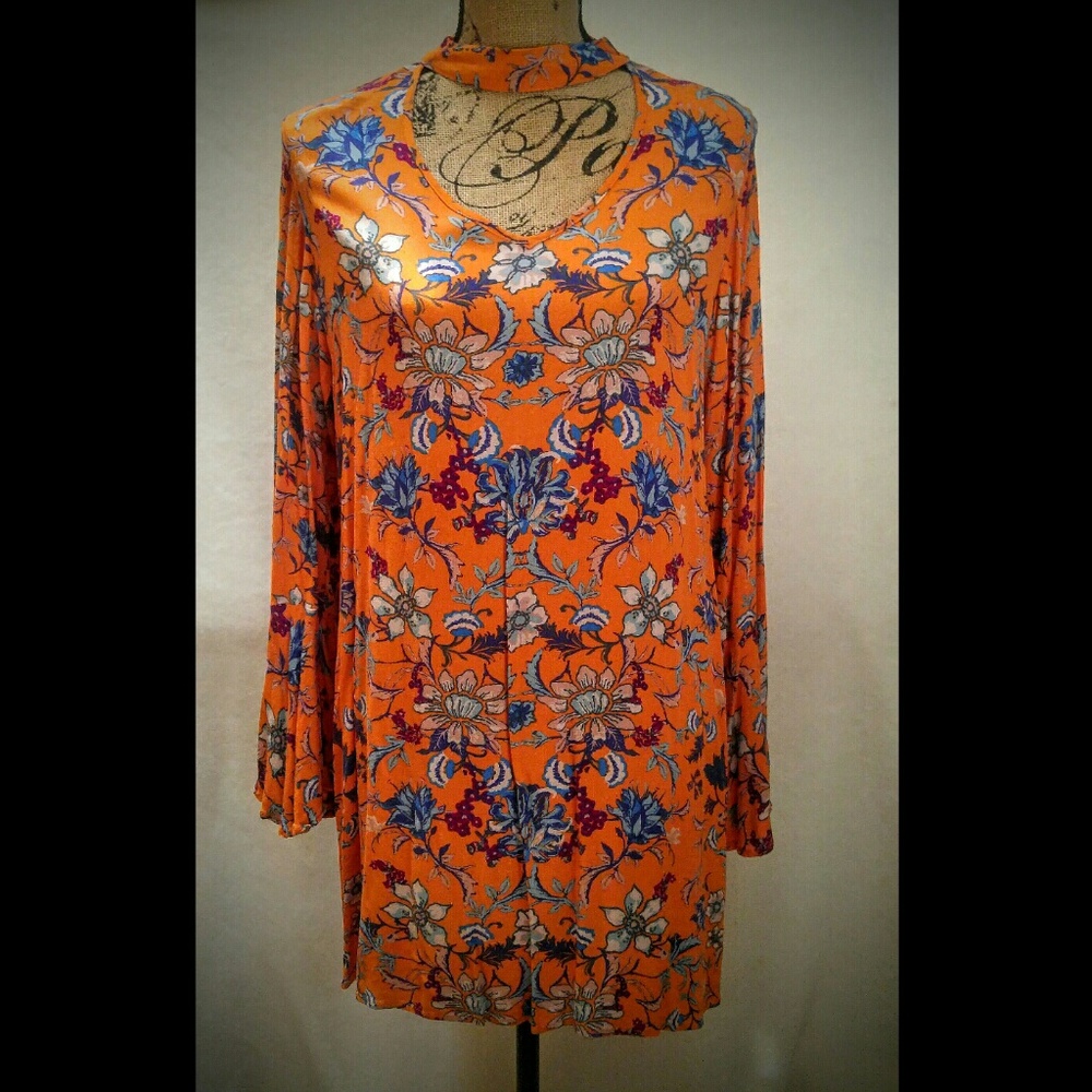🔴Bright Flower printed Collar Dress